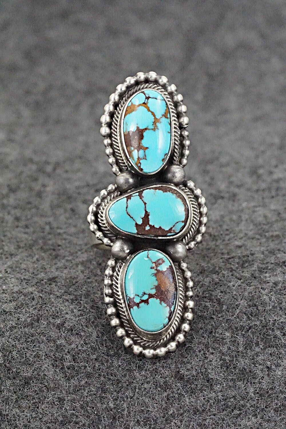 Turquoise & Sterling Silver Ring - Darrin Livingston - Size 9 Adj.