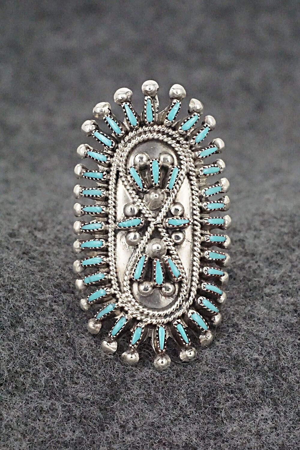 Turquoise & Sterling Silver Ring - Vincent Johnson - Size 7