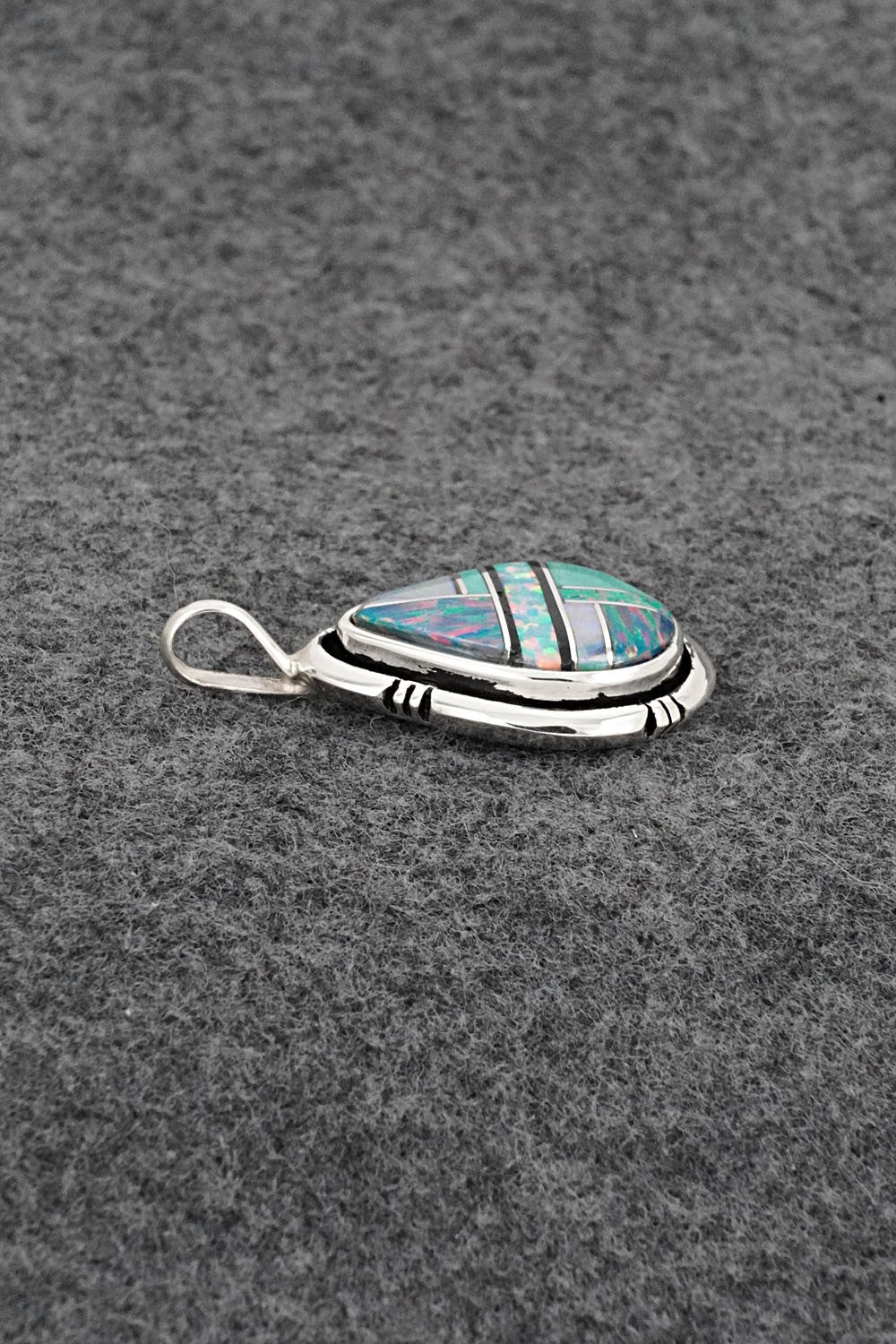 Turquoise, Opalite & Sterling Silver Pendant - Joseph Martinez