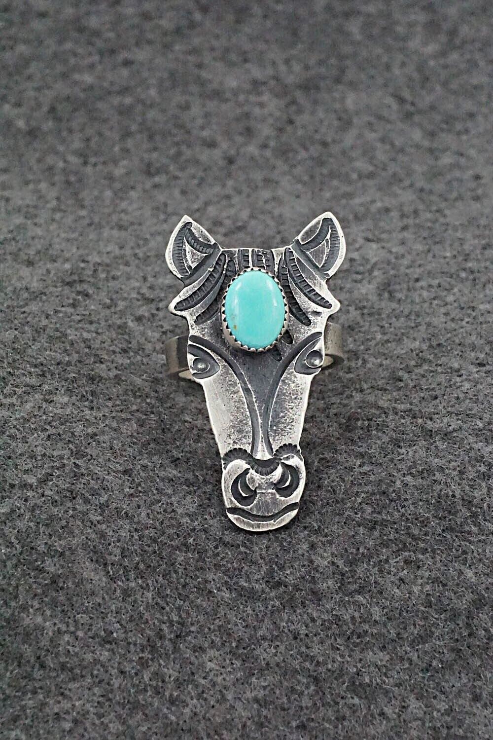 Turquoise & Sterling Silver Ring - Kindale Bilah - Size 10 (Adj.)