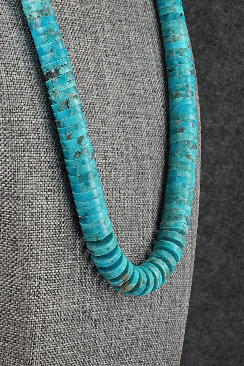 Turquoise & Sterling Silver Necklace 20" - Lupe Lovato