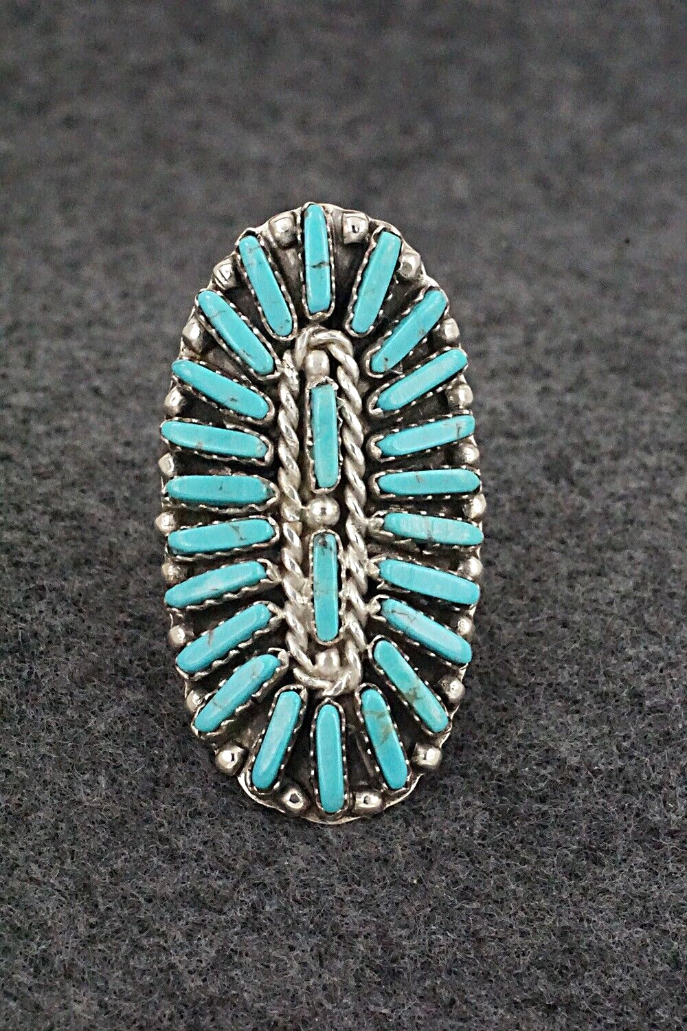 Turquoise & Sterling Silver Ring - Charlie John - Size 8