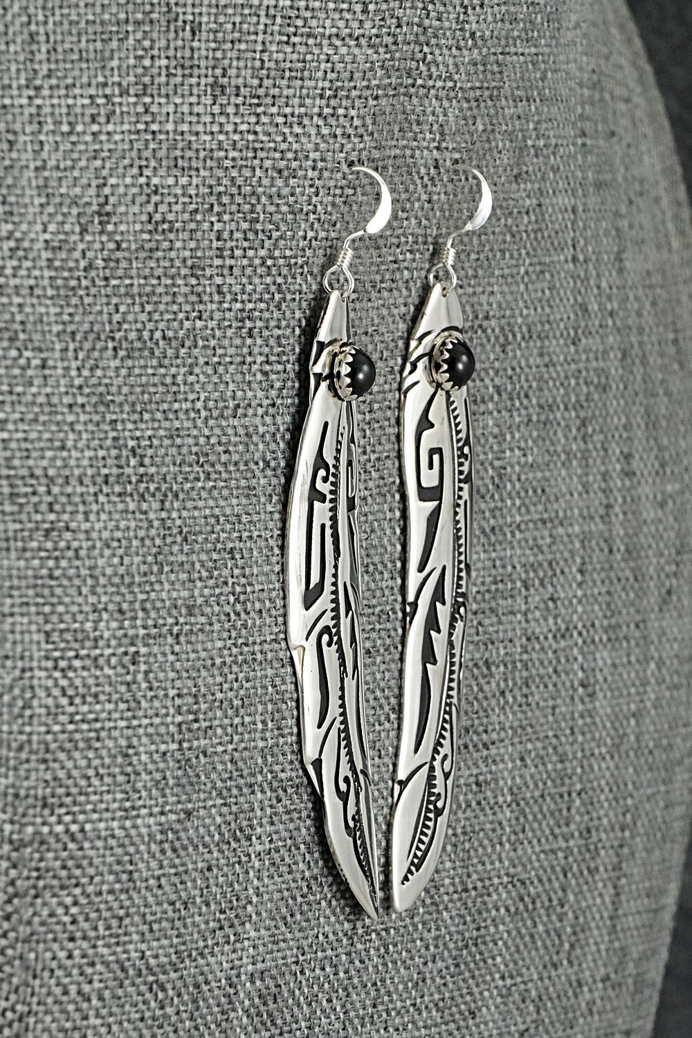 Onyx & Sterling Silver Earrings - Rosita Singer