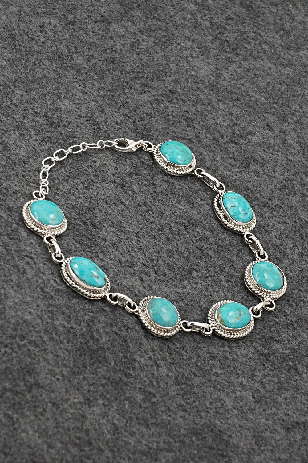 Turquoise & Sterling Silver Link Bracelet - Arlene Lewis