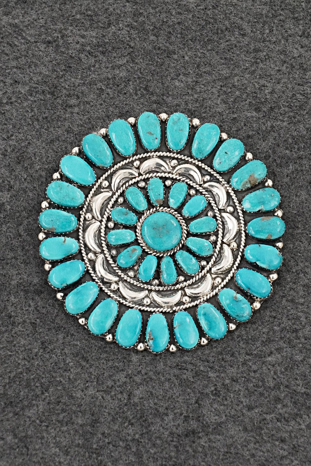 Turquoise & Sterling Silver Pendant / Pin - Jesse Williams