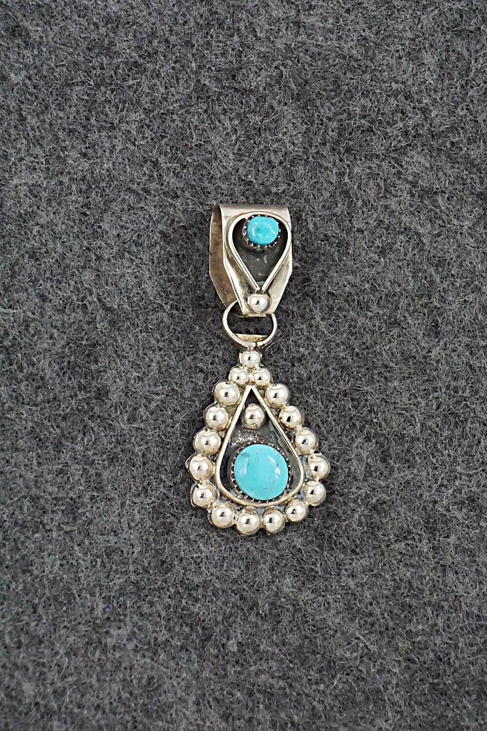 Turquoise and Sterling Silver Pendant - Verdie Booqua