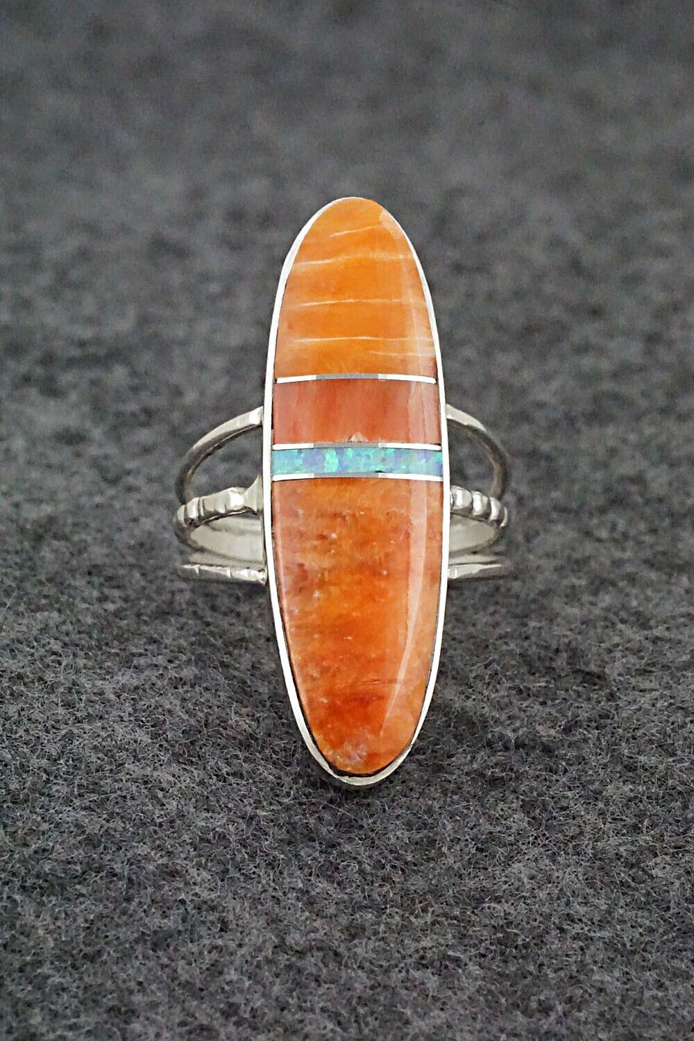 Spiny Oyster, Opalite & Sterling Silver Ring - Harold Smith - Size 7