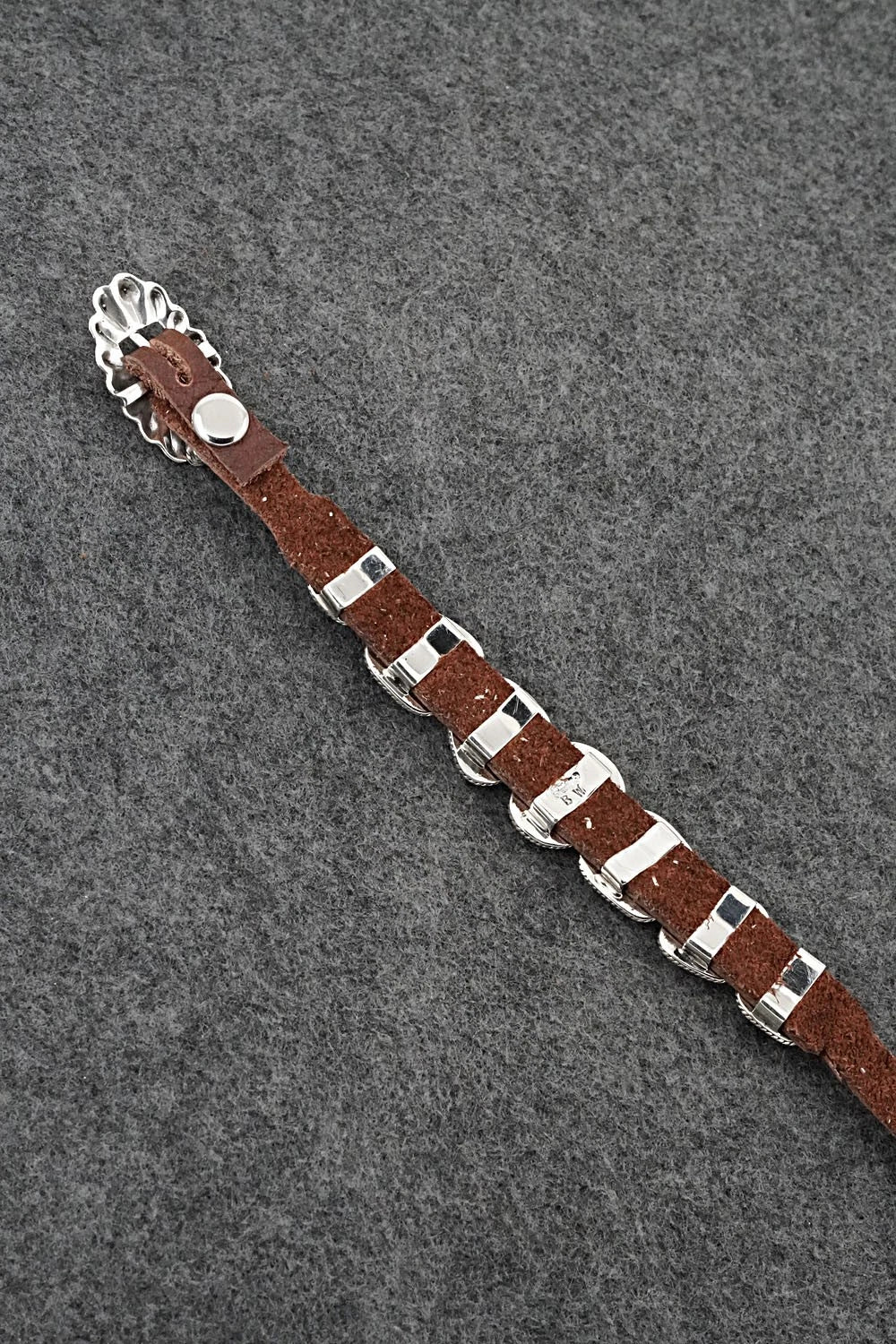 Turquoise, Sterling Silver & Leather Bracelet - Bonnie Willie