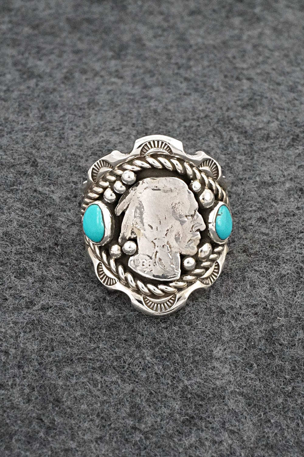 Turquoise & Sterling Silver Ring - Melvin Jones - Size 12