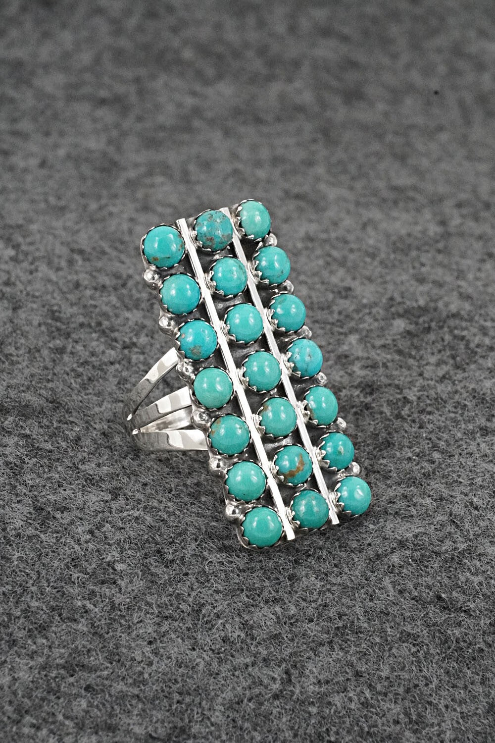 Turquoise & Sterling Silver Ring - Kenny Lonjose - Size 6.5
