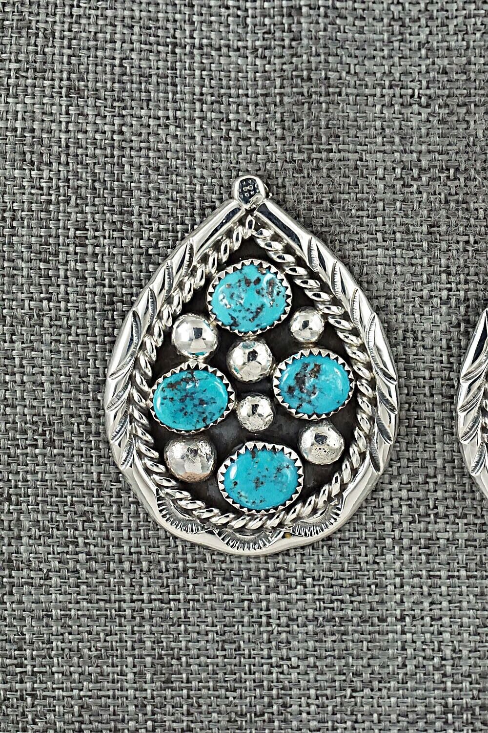 Turquoise & Sterling Silver Earrings - Chester Charley