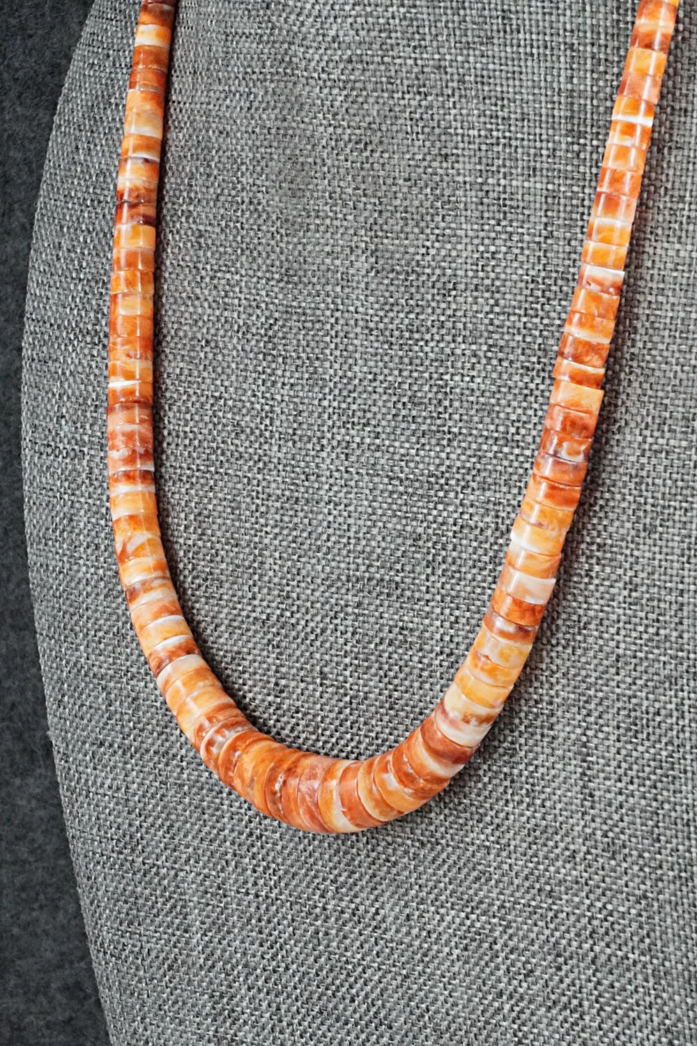 Spiny Oyster & Sterling Silver Necklace 18" - Doreen Jake