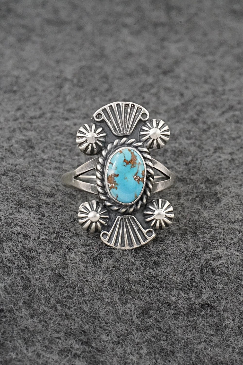 Turquoise and Sterling Silver Ring - Jerryson Henio - Size 8