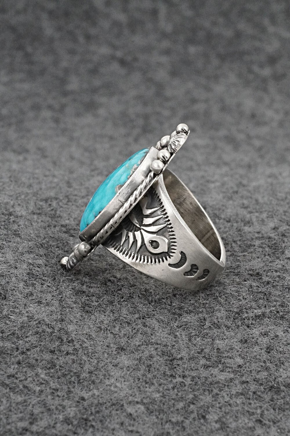 Turquoise & Sterling Silver Ring - Samuel Yellowhair - Size 6.75