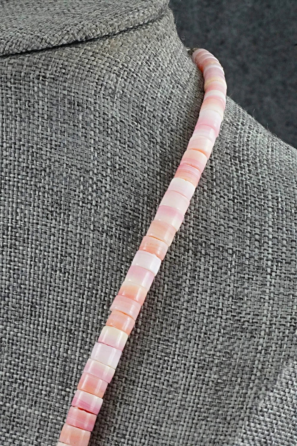 Pink Conch & Sterling Silver Necklace 18" - Doreen Jake