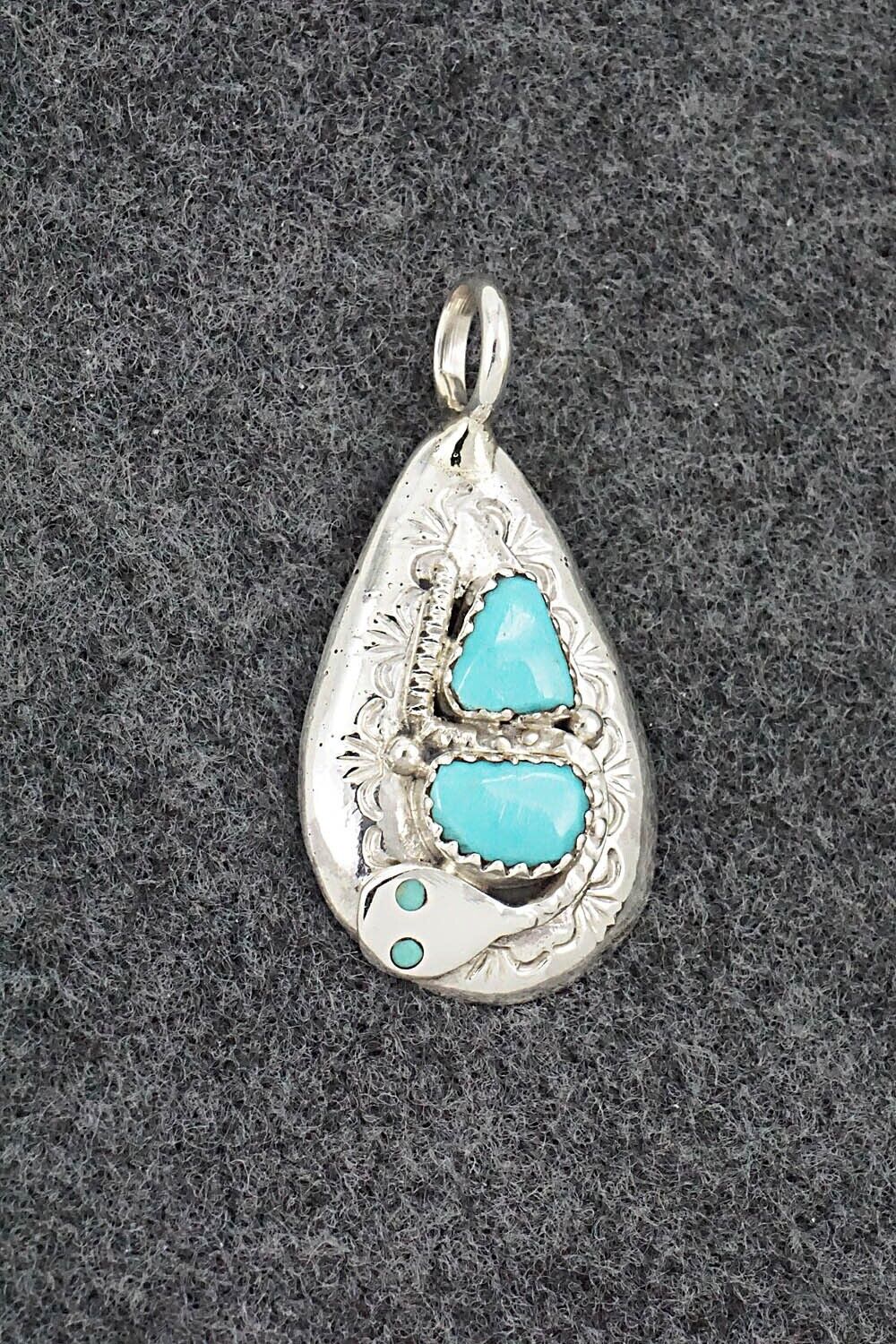 Turquoise and Sterling Silver Pendant - Joy Calavaza