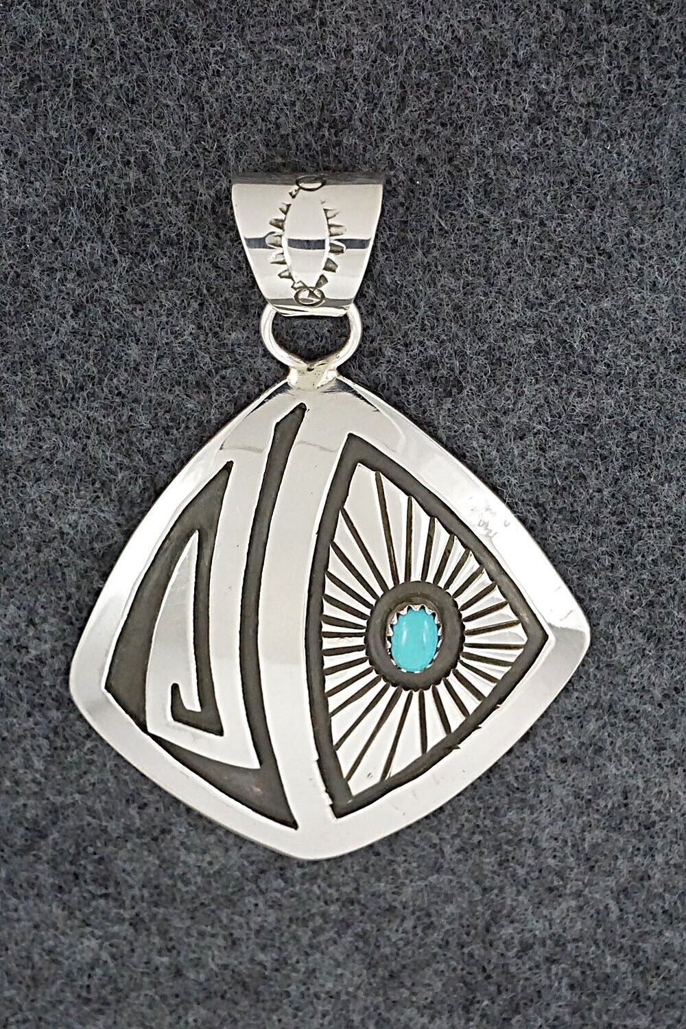 Turquoise and Sterling Silver Pendant - Rosco Scott