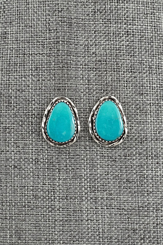 Turquoise & Sterling Silver Earrings - Ernest Hawthorne