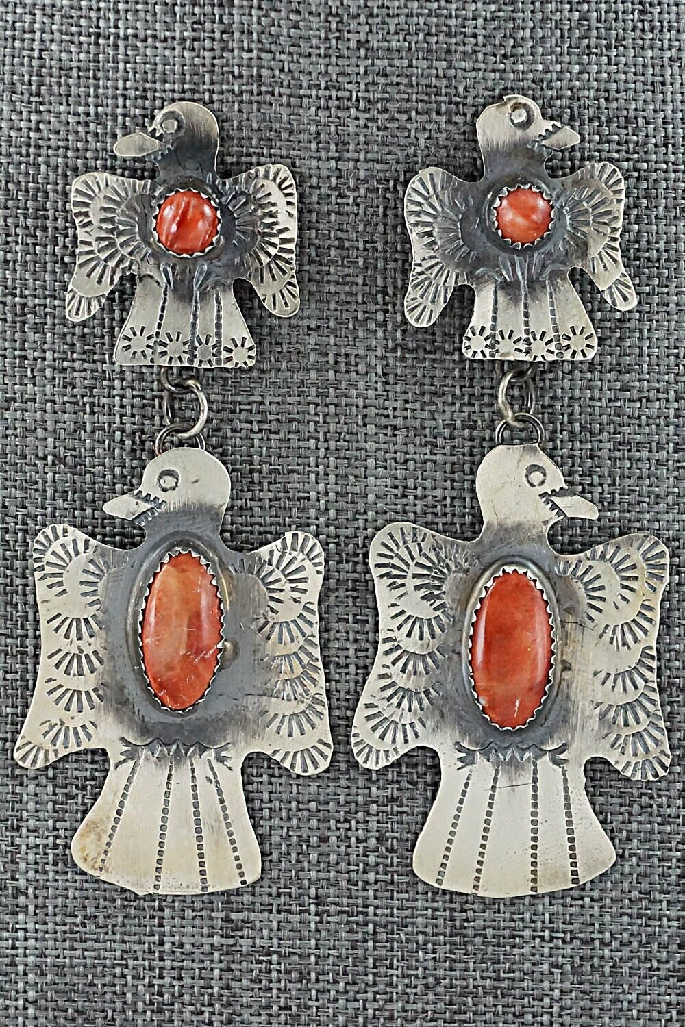 Spiny Oyster & Sterling Silver Earrings - Gabrielle Yazzie