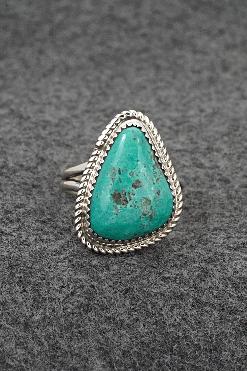 Turquoise & Sterling Silver Ring - Leslie Nez - Size 10.75