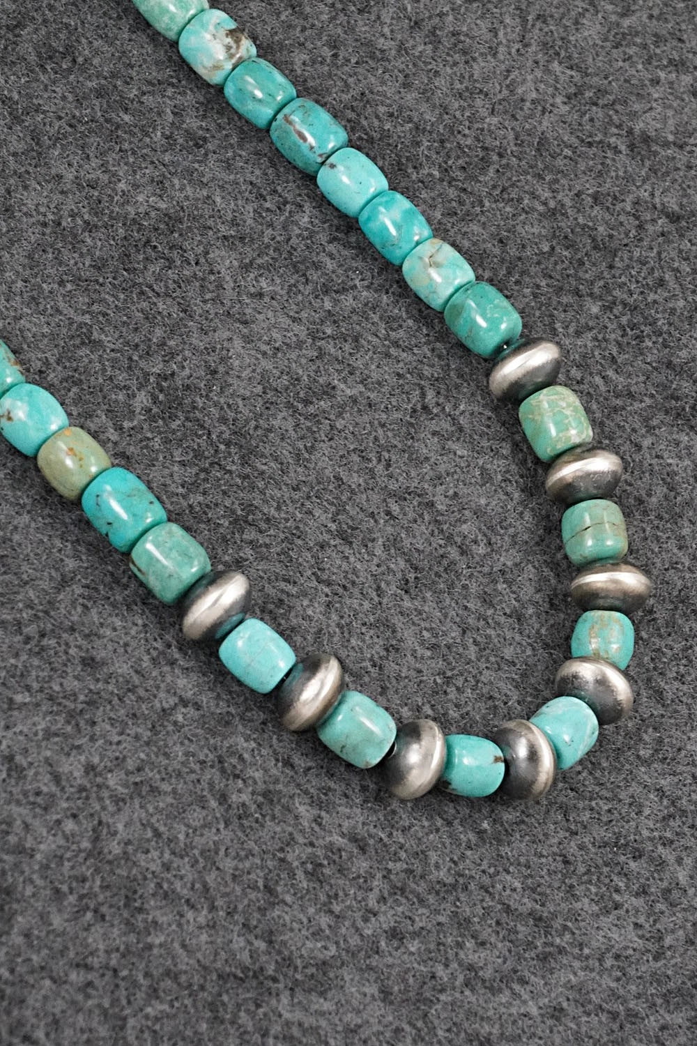Turquoise & Sterling Silver Necklace 20" - Doreen Jake