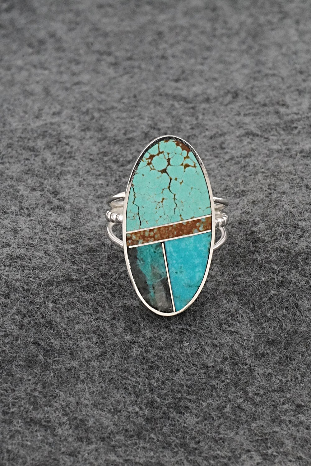 Turquoise & Sterling Silver Ring - Harold Smith - Size 7.5