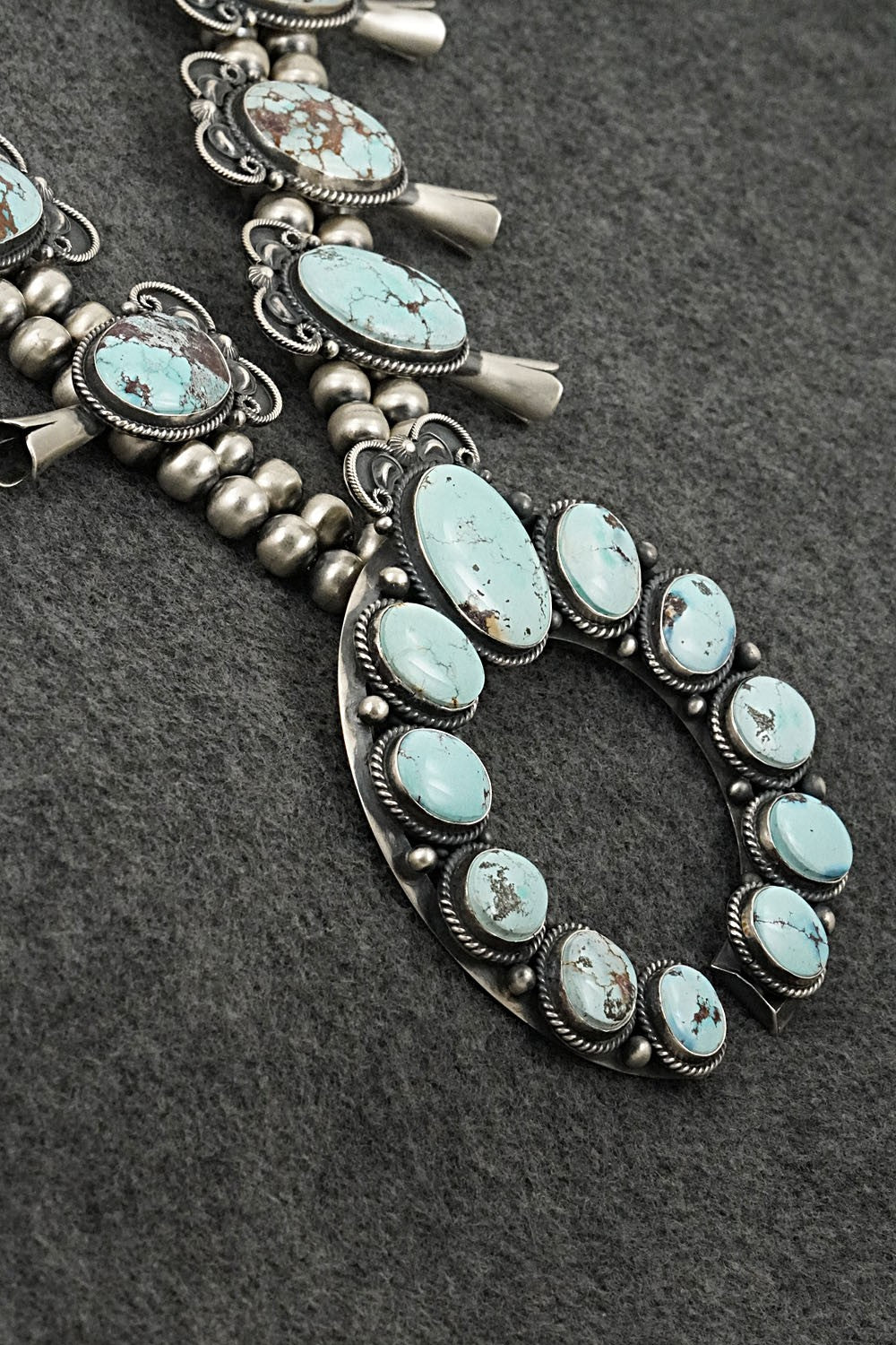 Turquoise & Sterling Silver Squash Blossom Set - Derrick Gordon