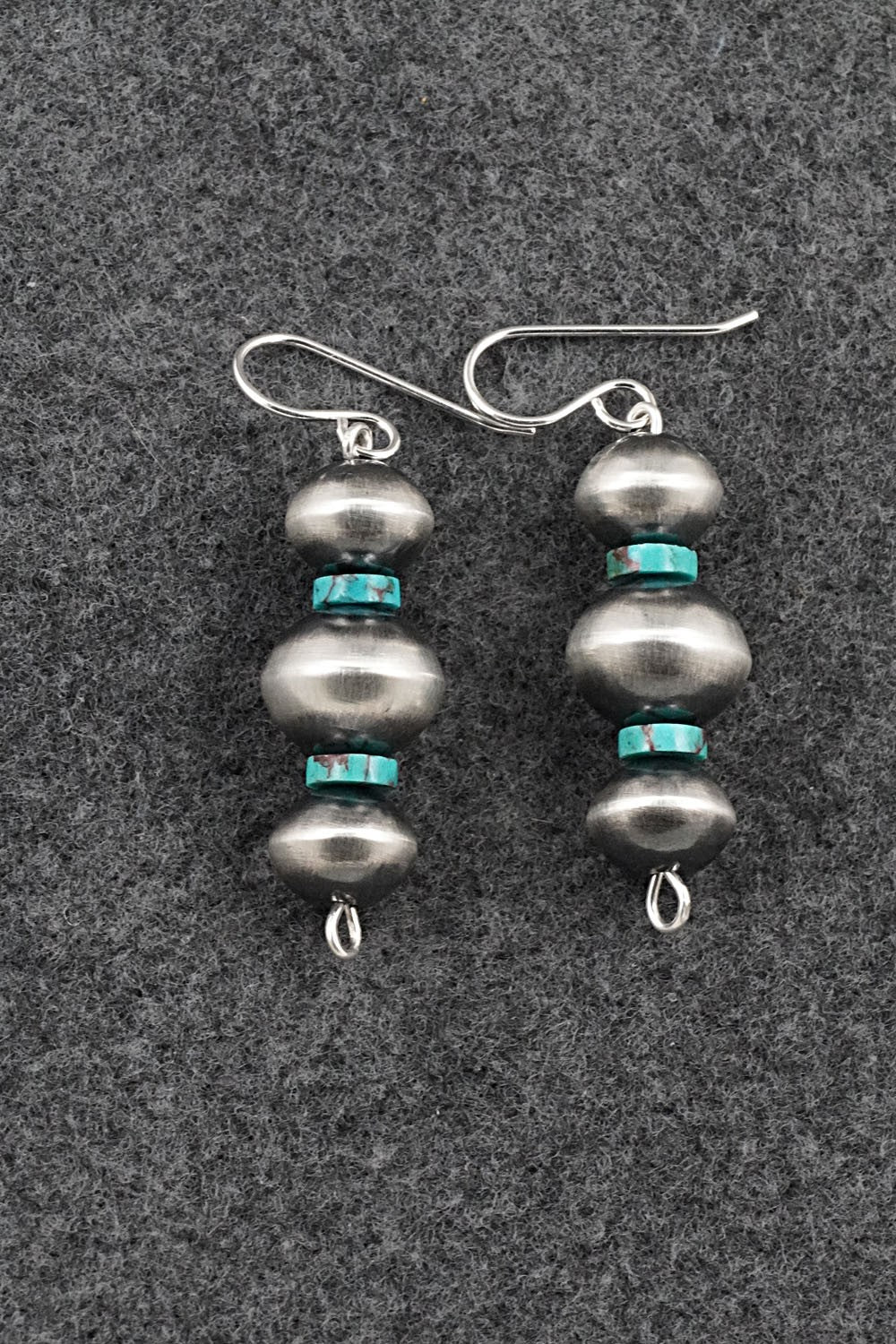 Turquoise & Sterling Silver Navajo Pearl Earrings - Tonisha Haley