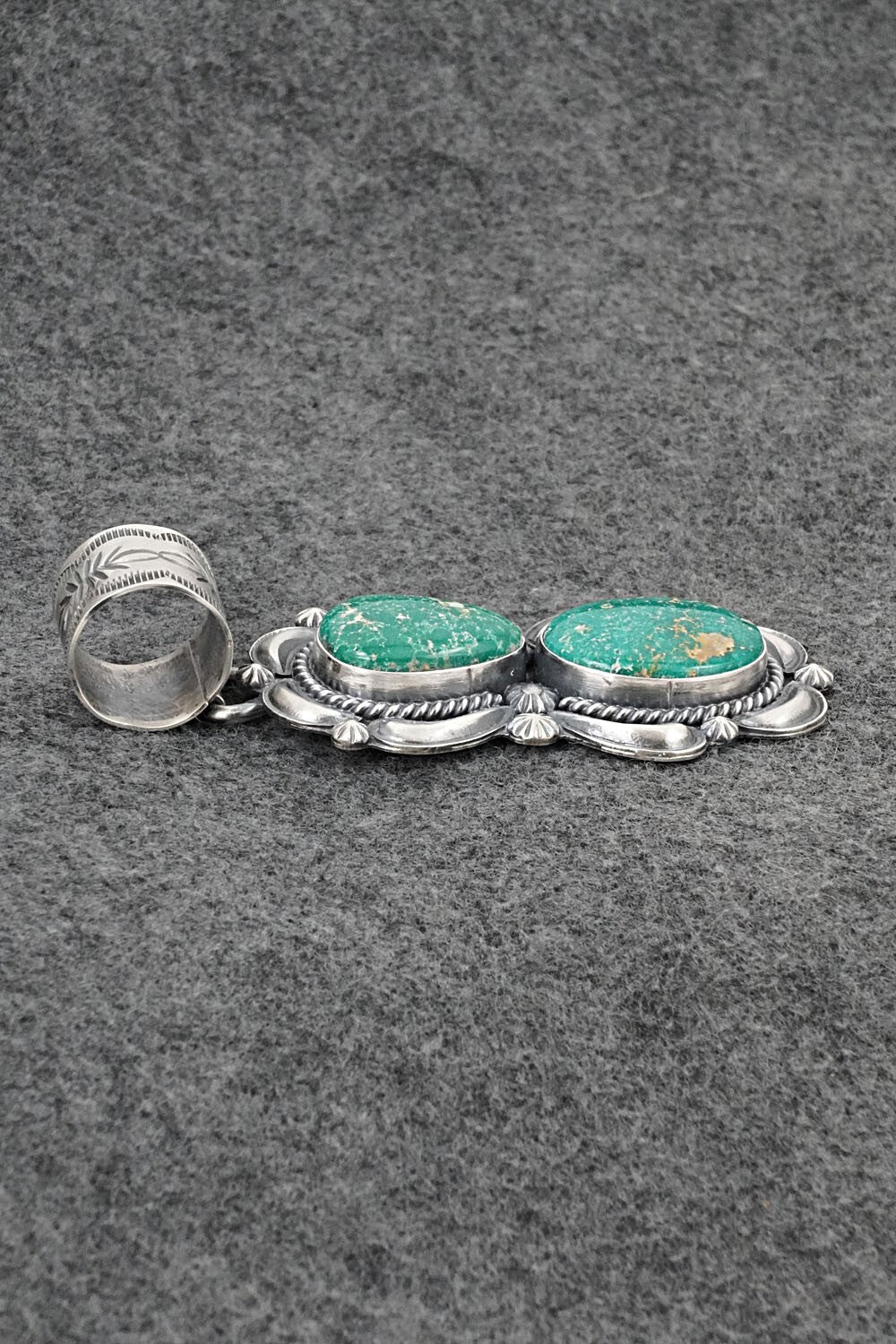 Turquoise & Sterling Silver Pendant - Raymond Delgarito