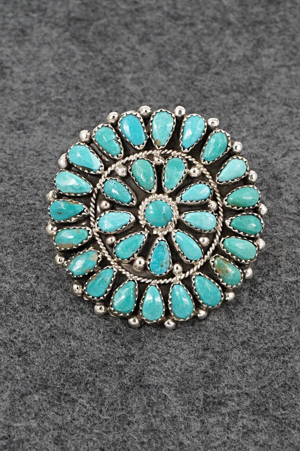 Turquoise & Sterling Silver Ring - Eunise Wilson - Size Adj.