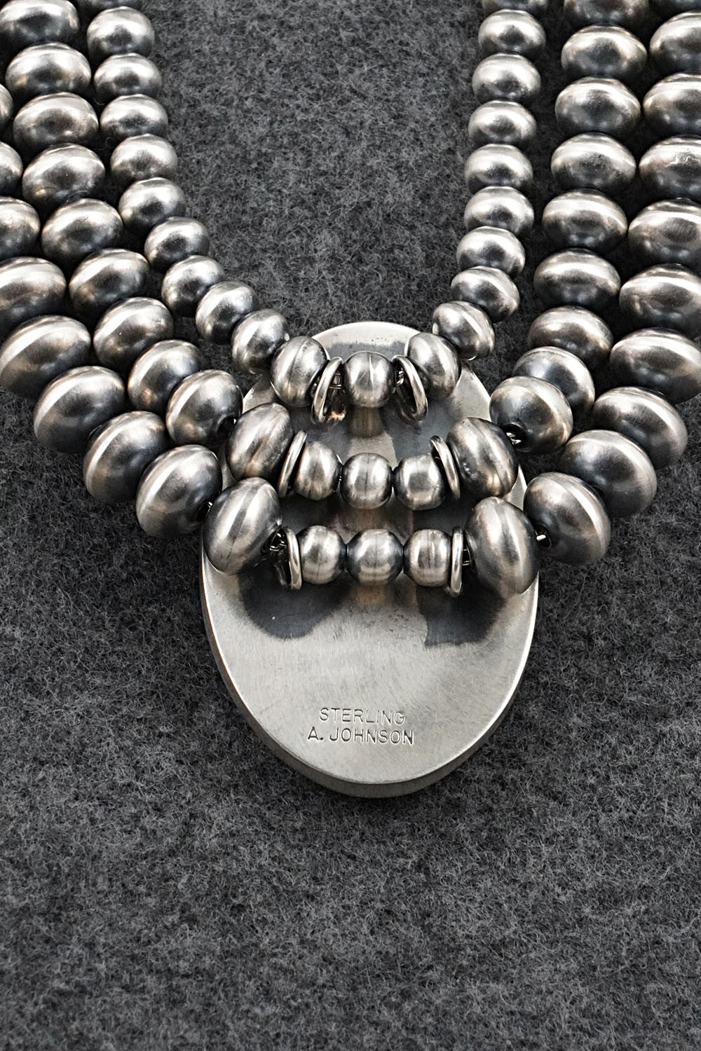 Turquoise & Sterling Silver Navajo Pearl Necklace - Johnson & Halwood