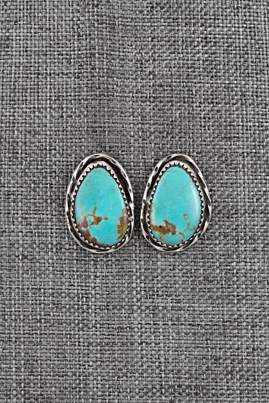 Turquoise & Sterling Silver Earrings - Ernest Hawthorne