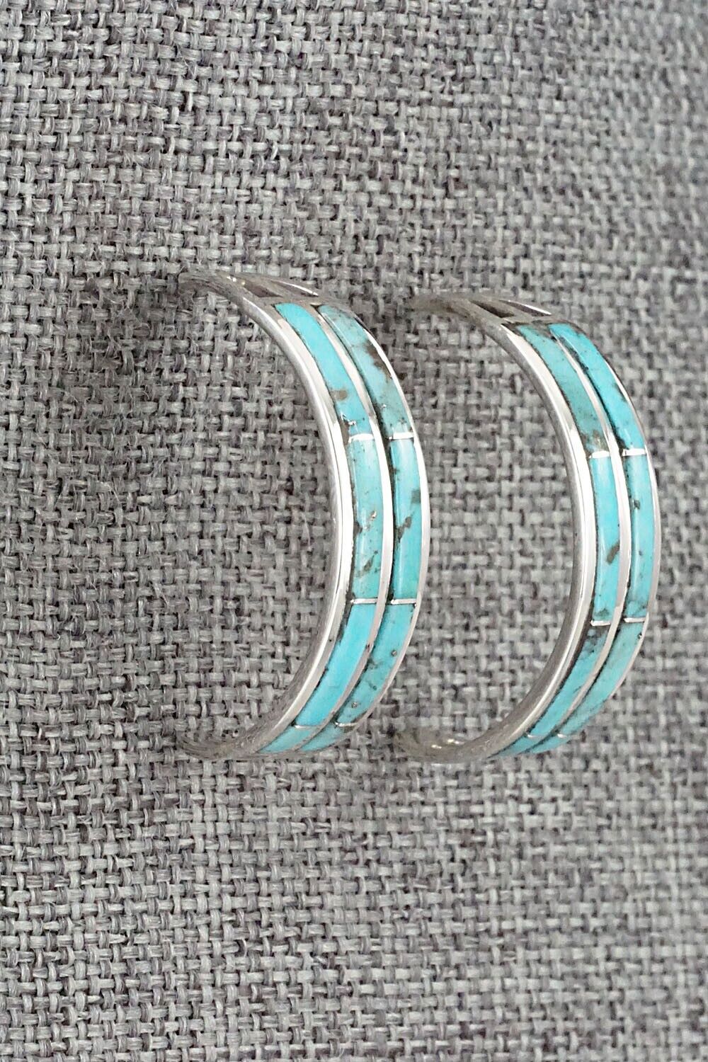 Turquoise & Sterling Silver Hoop Earrings - Andrew Enrico