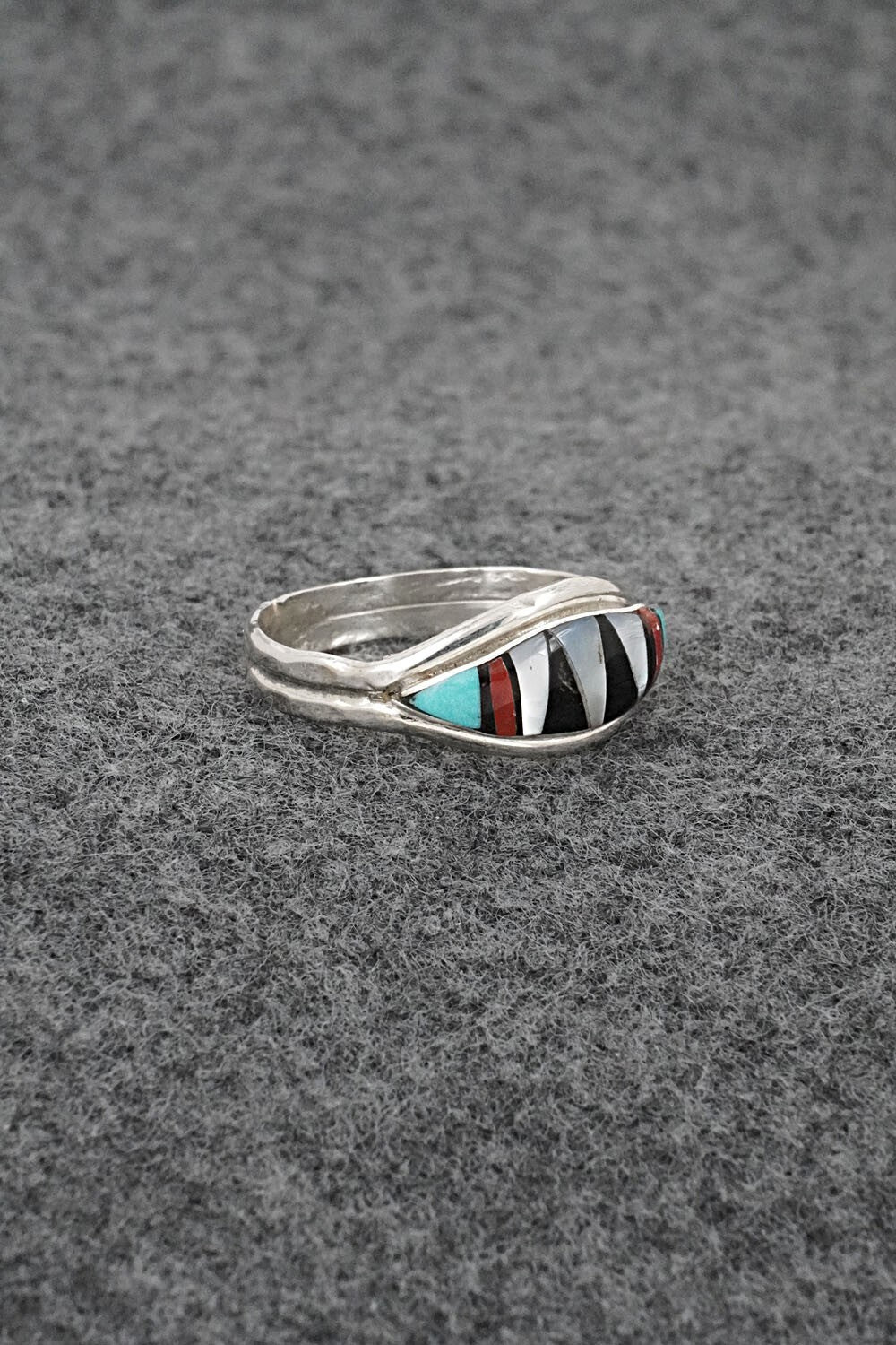 Multi-Stone & Sterling Silver Inlay Ring - Ola Eriacho - Size 9.5
