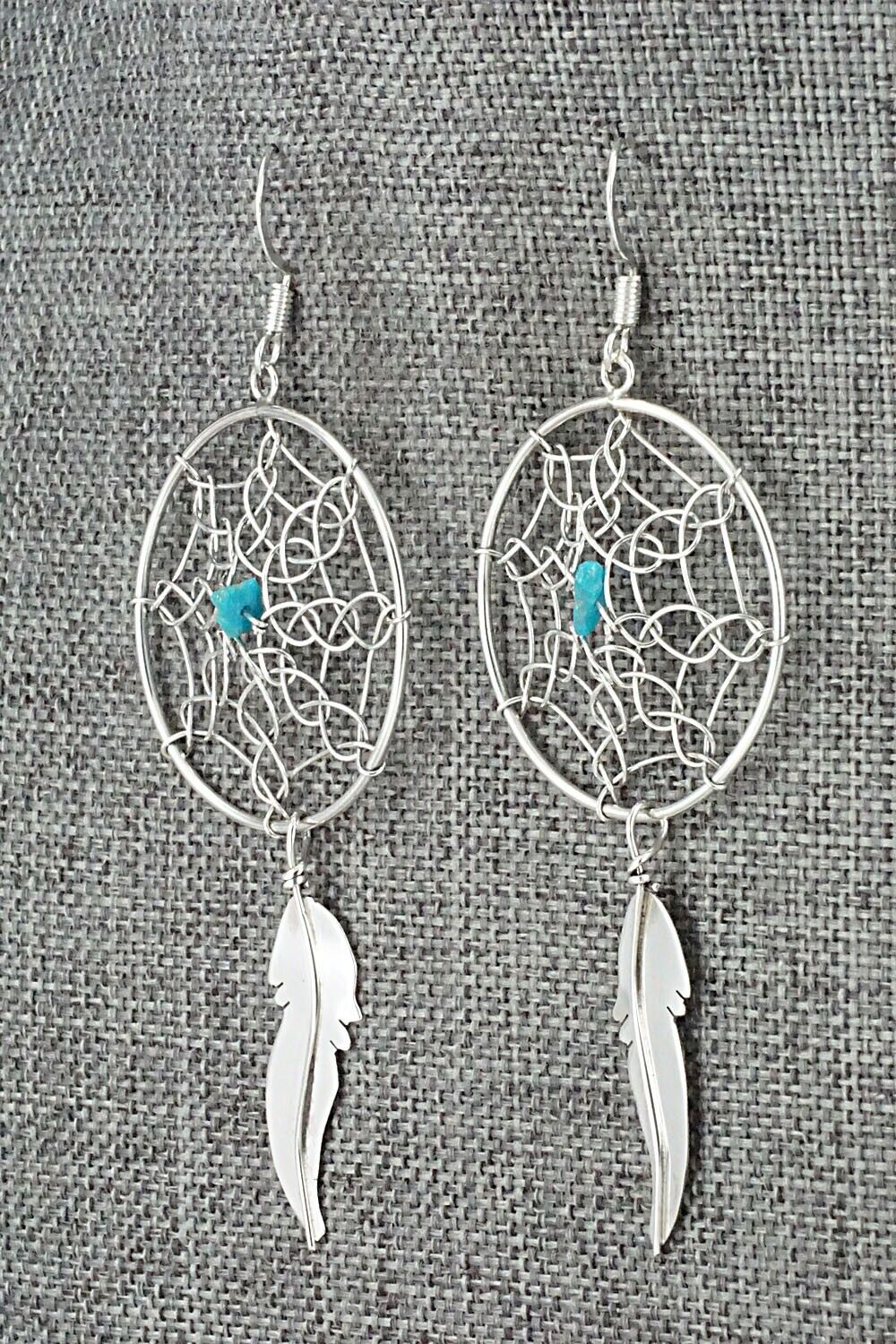 Turquoise & Sterling Silver Earrings - Lorenzo Arviso Jr.