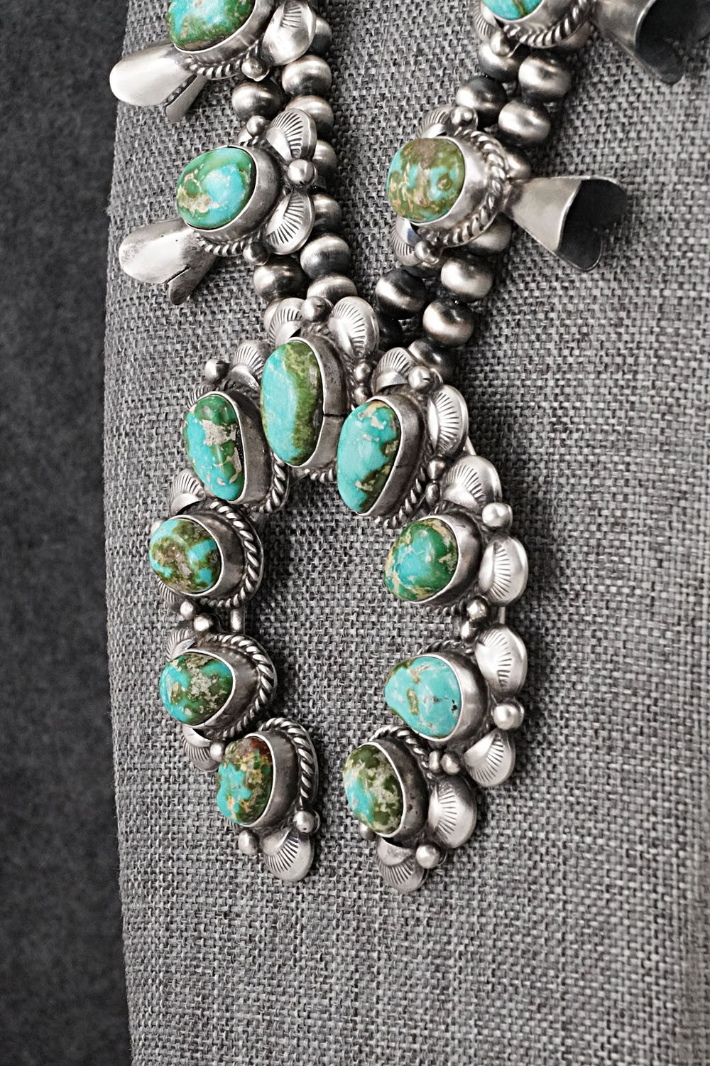 Turquoise & Sterling Silver Squash Blossom Set - Vernon Johnson