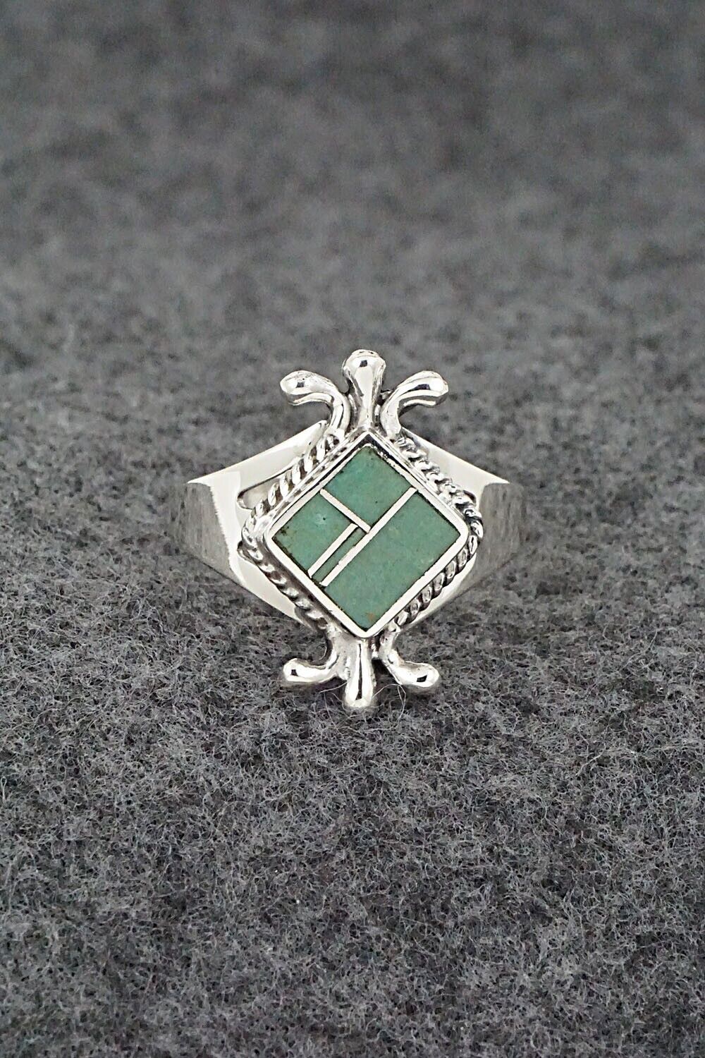 Turquoise & Sterling Silver Inlay Ring - James Manygoats - Size 9.5