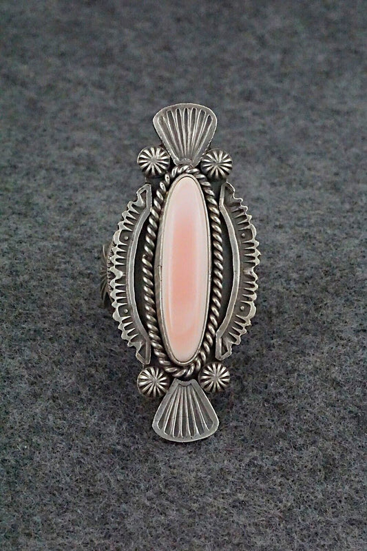 Pink Conch Shell & Sterling Silver Ring - Michael Calladitto - Size 10