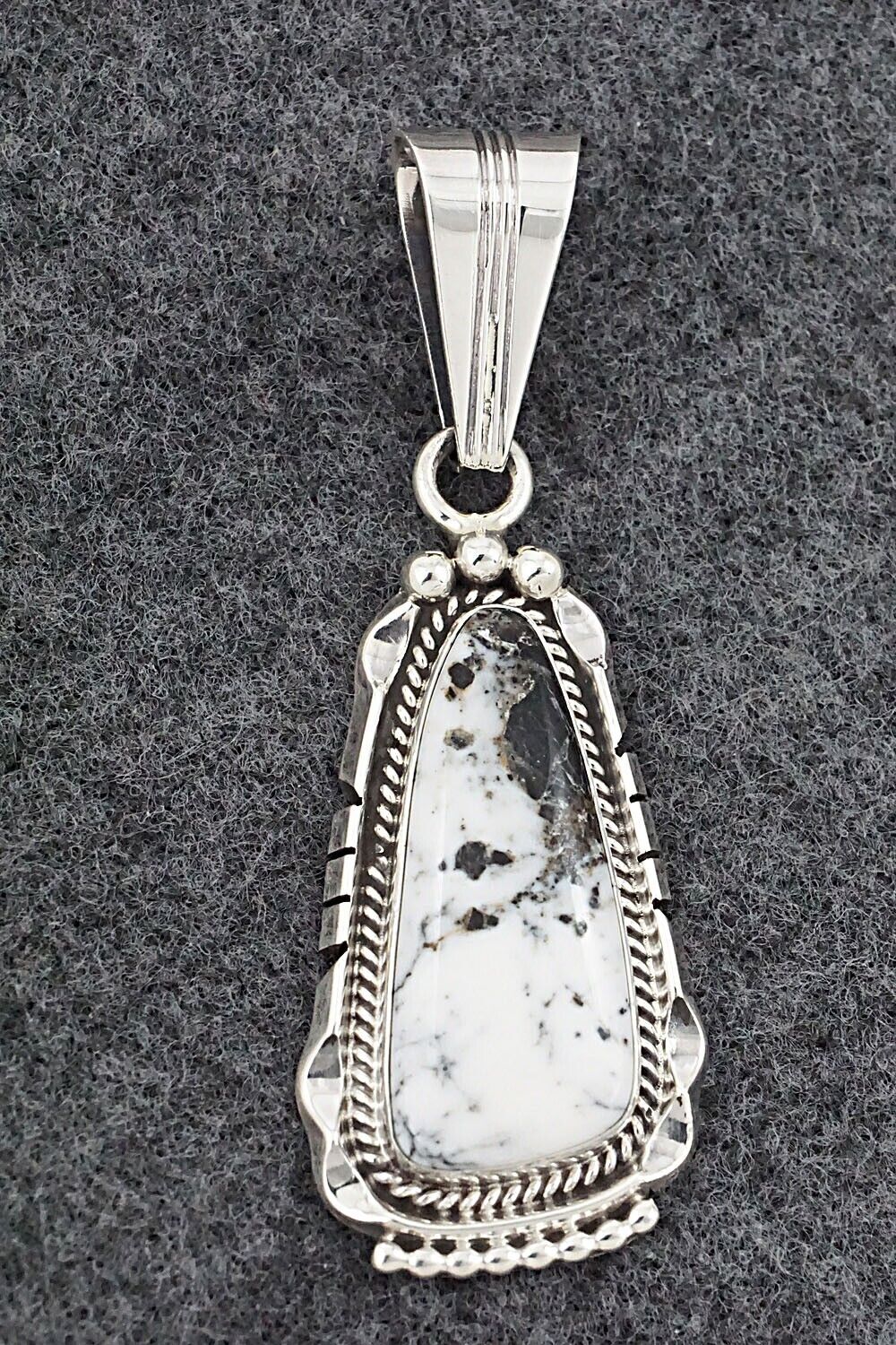 White Buffalo & Sterling Silver Pendant - Samuel Yellowhair
