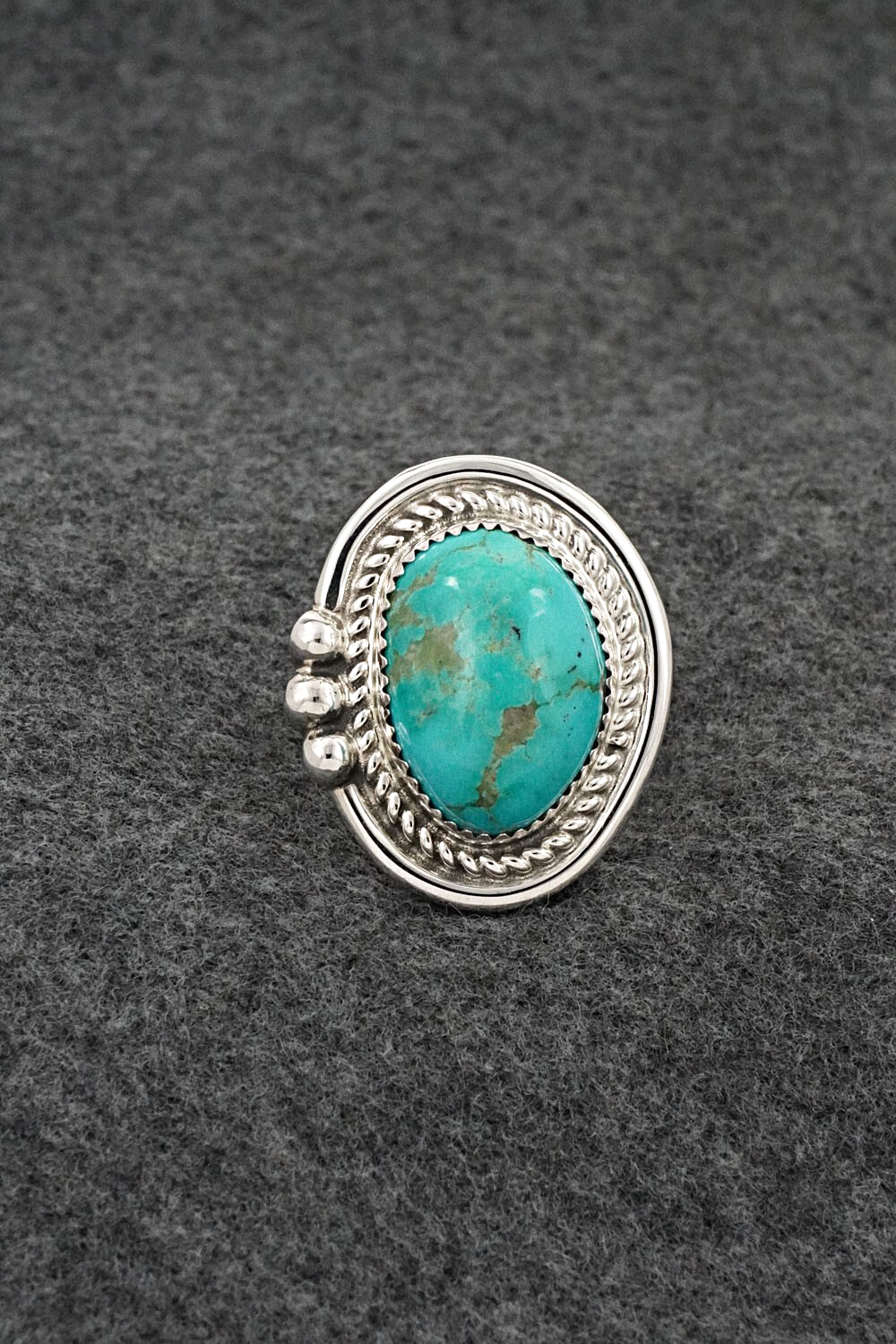 Turquoise & Sterling Silver Ring - Leslie Nez - Size 10