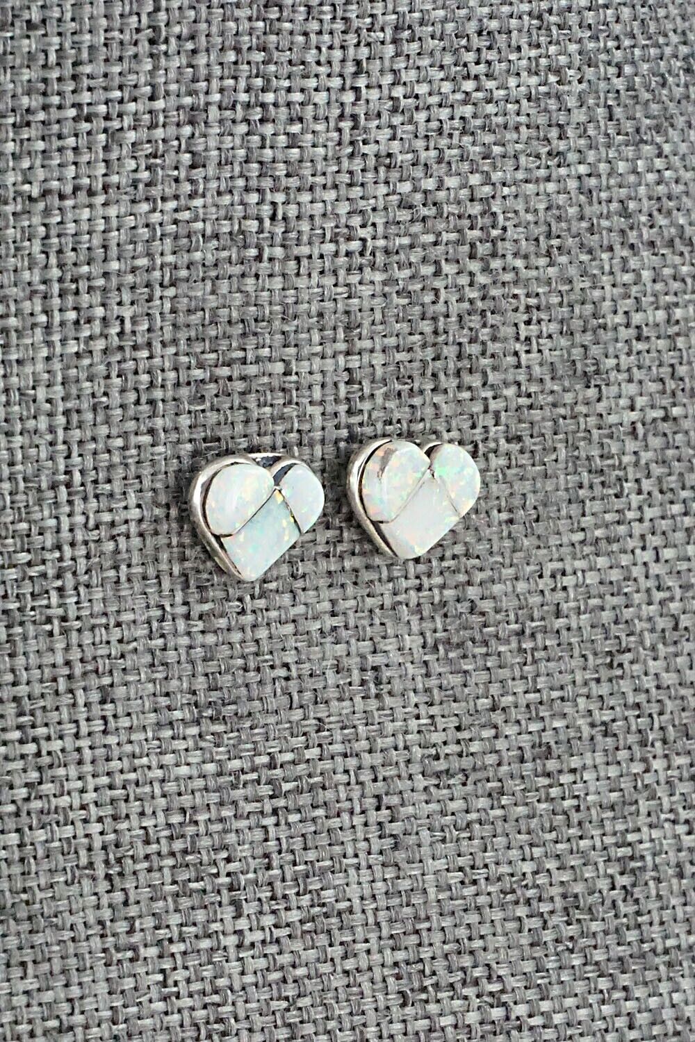 Opalite & Sterling Silver Inlay Earrings - Linda Chavez