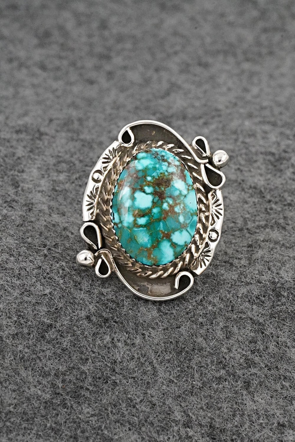 Turquoise & Sterling Silver Ring - Phil Nez - Size 9 Adj.