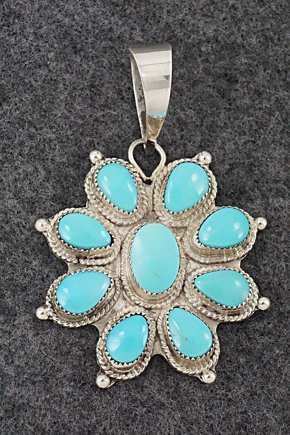 Turquoise & Sterling Silver Pendant - Kenny Calavaza