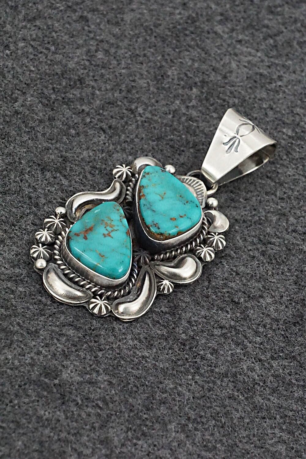 Turquoise & Sterling Silver Pendant - Raymond Delgarito