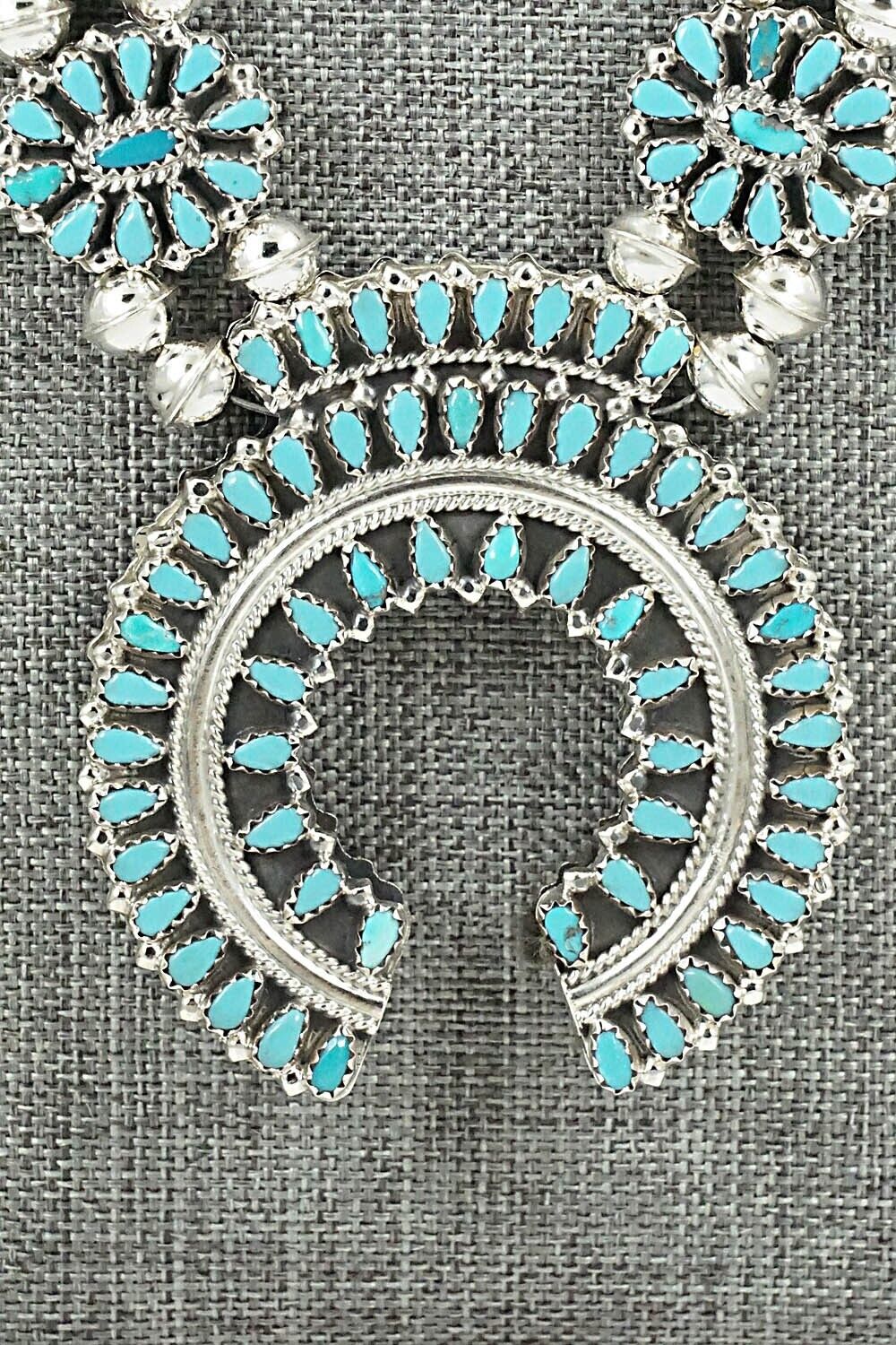 Turquoise, Coral & Sterling Silver Squash Blossom Set - Elton Jones