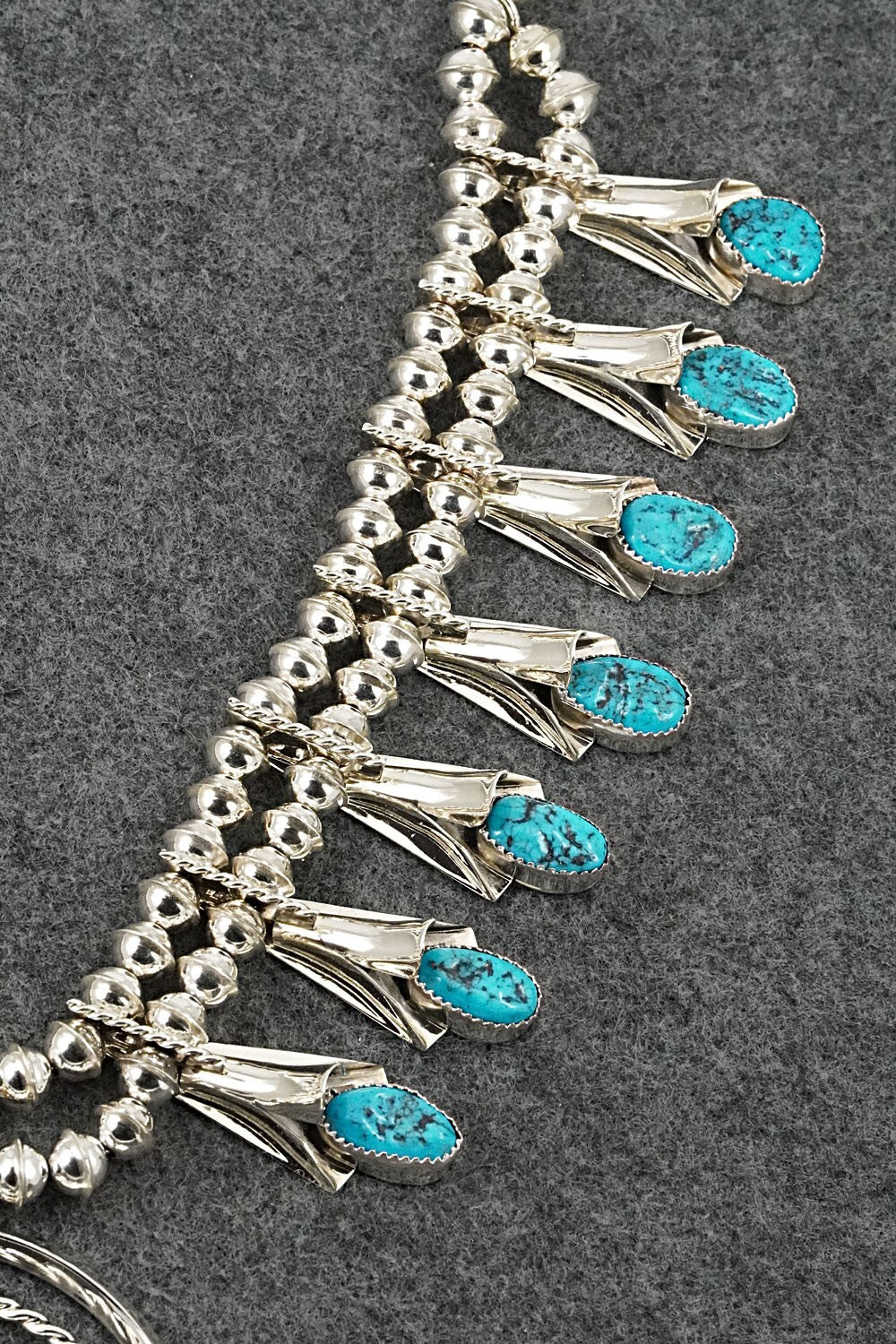 Turquoise & Sterling Silver Squash Blossom Set - Louise Yazzie