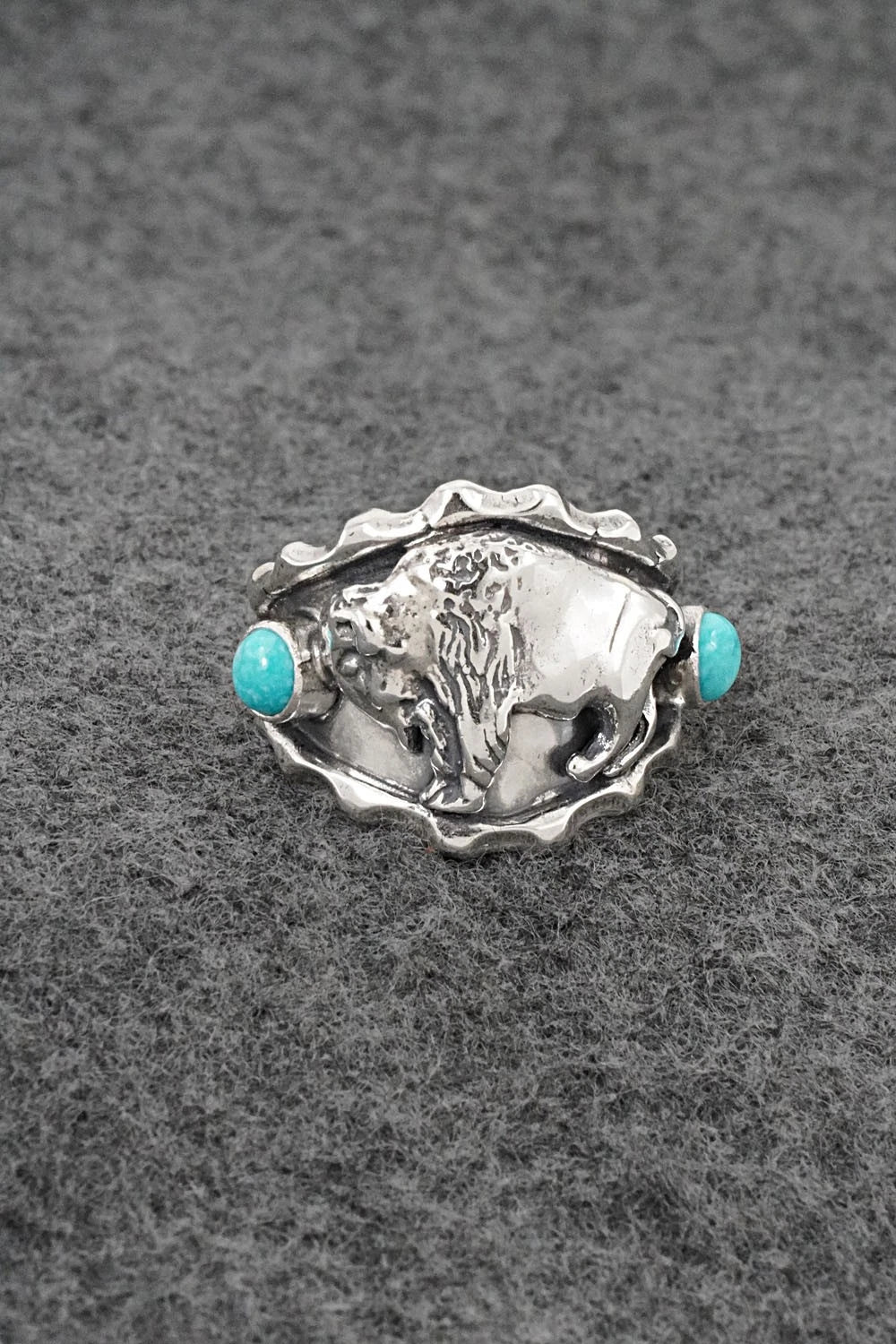 Turquoise & Sterling Silver Ring - Genevieve Francisco - Size 12.5
