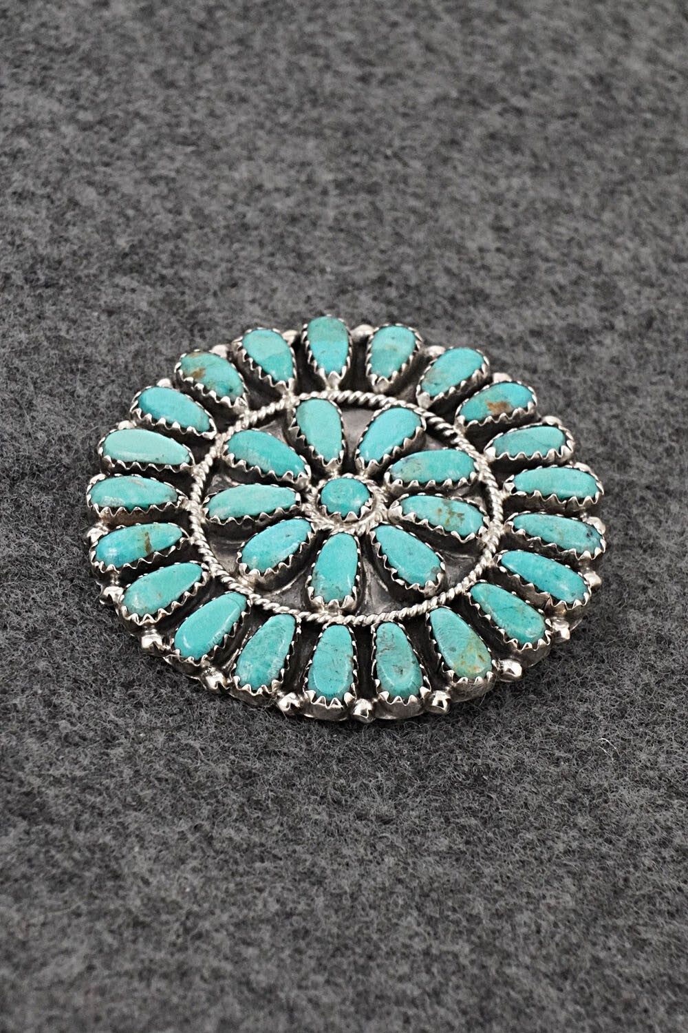 Turquoise & Sterling Silver Pendant/Pin - Zeita Begay