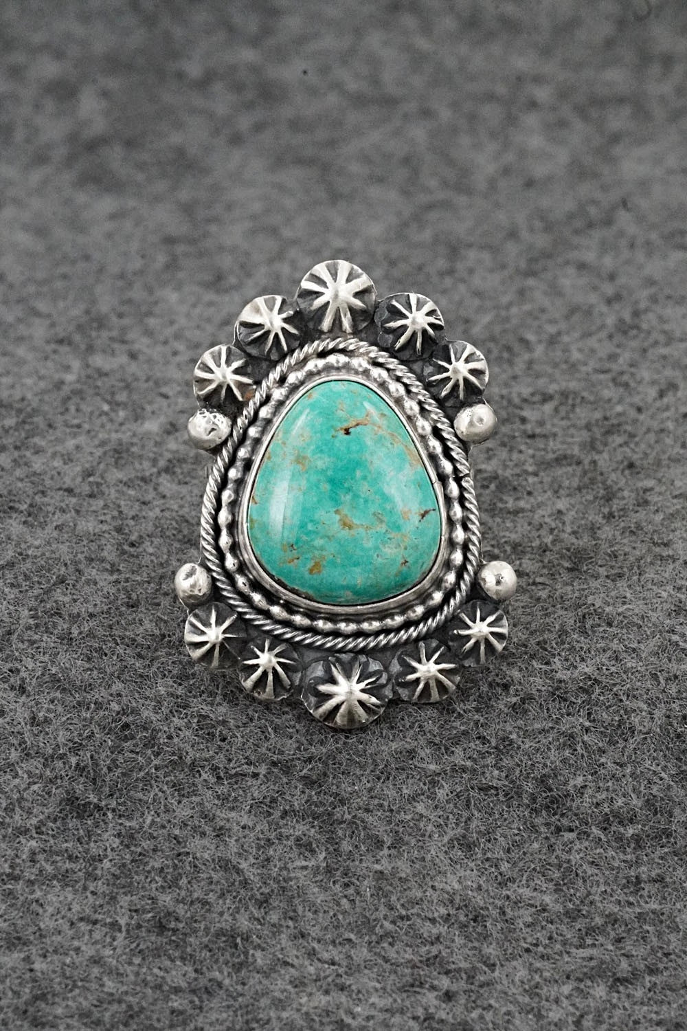 Turquoise & Sterling Silver Ring - Cordell Platero - Size Adjustable