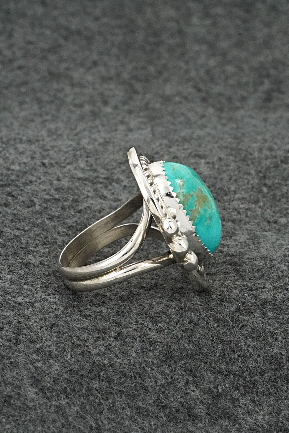 Turquoise & Sterling Silver Ring - Leslie Nez - Size 10